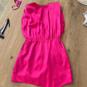 Amanda Uprichard Aisling Silk Cocktail Dress in Cerise Hot Pink X Small XS